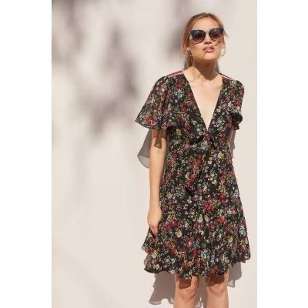 Rana Gill for Anthropologie artemisia black floral dress size small